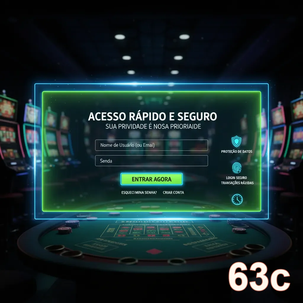 Tela de login da 63c com foco na segurança e rapidez.