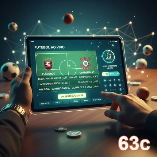 Tela do aplicativo 63c exibindo apostas de futebol ao vivo.