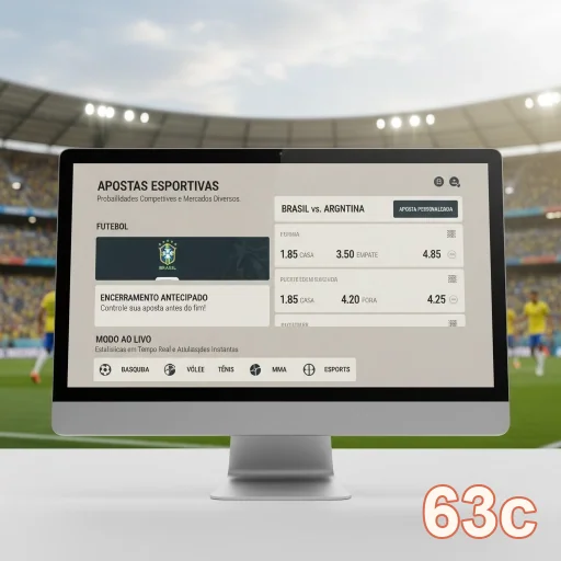 Tela do site 63c mostrando apostas esportivas em futebol.
