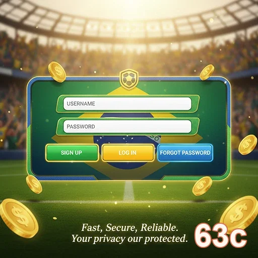 Tela de login do app da 63c com detalhes em futebol.
