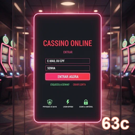 Tela de entrada do cassino online 63c com campos de acesso.