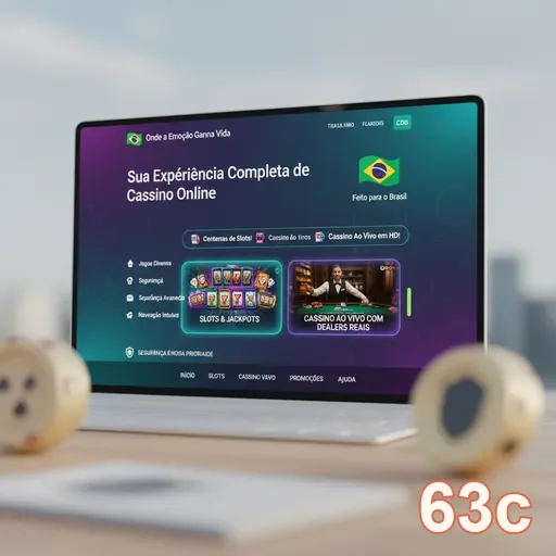 Tela do site 63c mostrando opções de cassino online.
