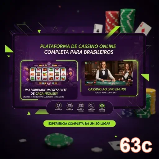 Imagem da plataforma 63c com dealers ao vivo e jogos.