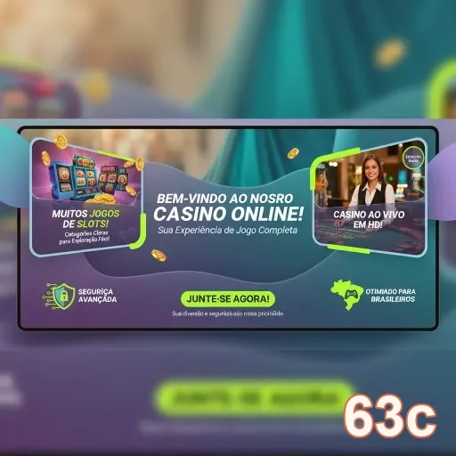 Promoção do site 63c com jogos e dealers ao vivo.