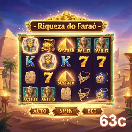 Tela do jogo Riches of Pharaoh no aplicativo 63c.